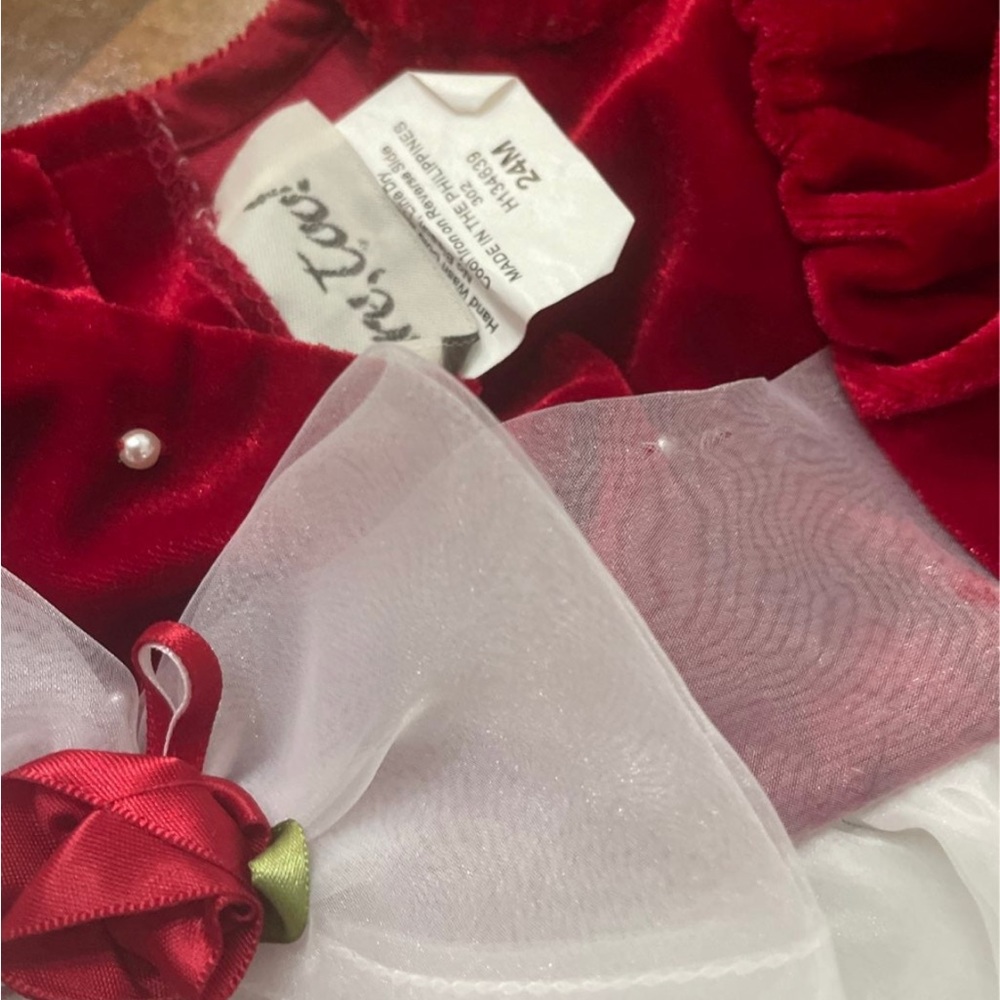 Rare Too girls red velour dress size 24 months - Picture 2 of 6
